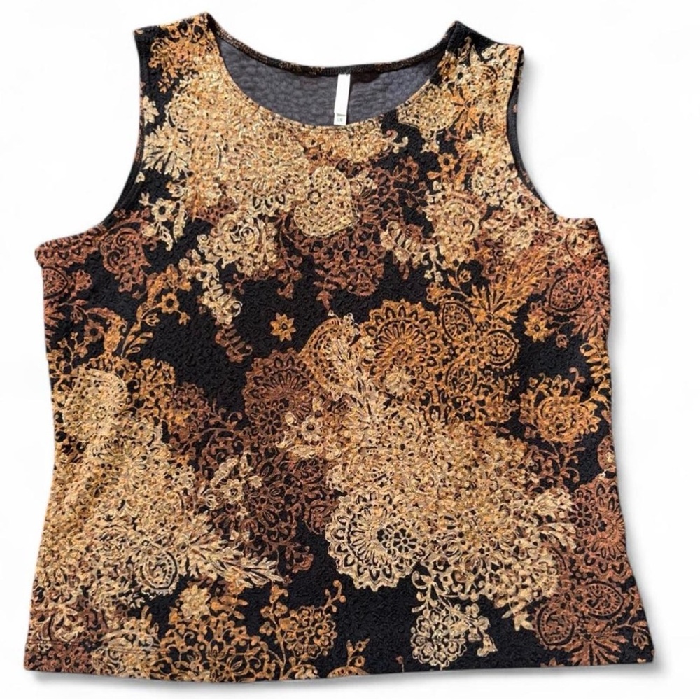 White Stag Black and Gold Paisley Print Top